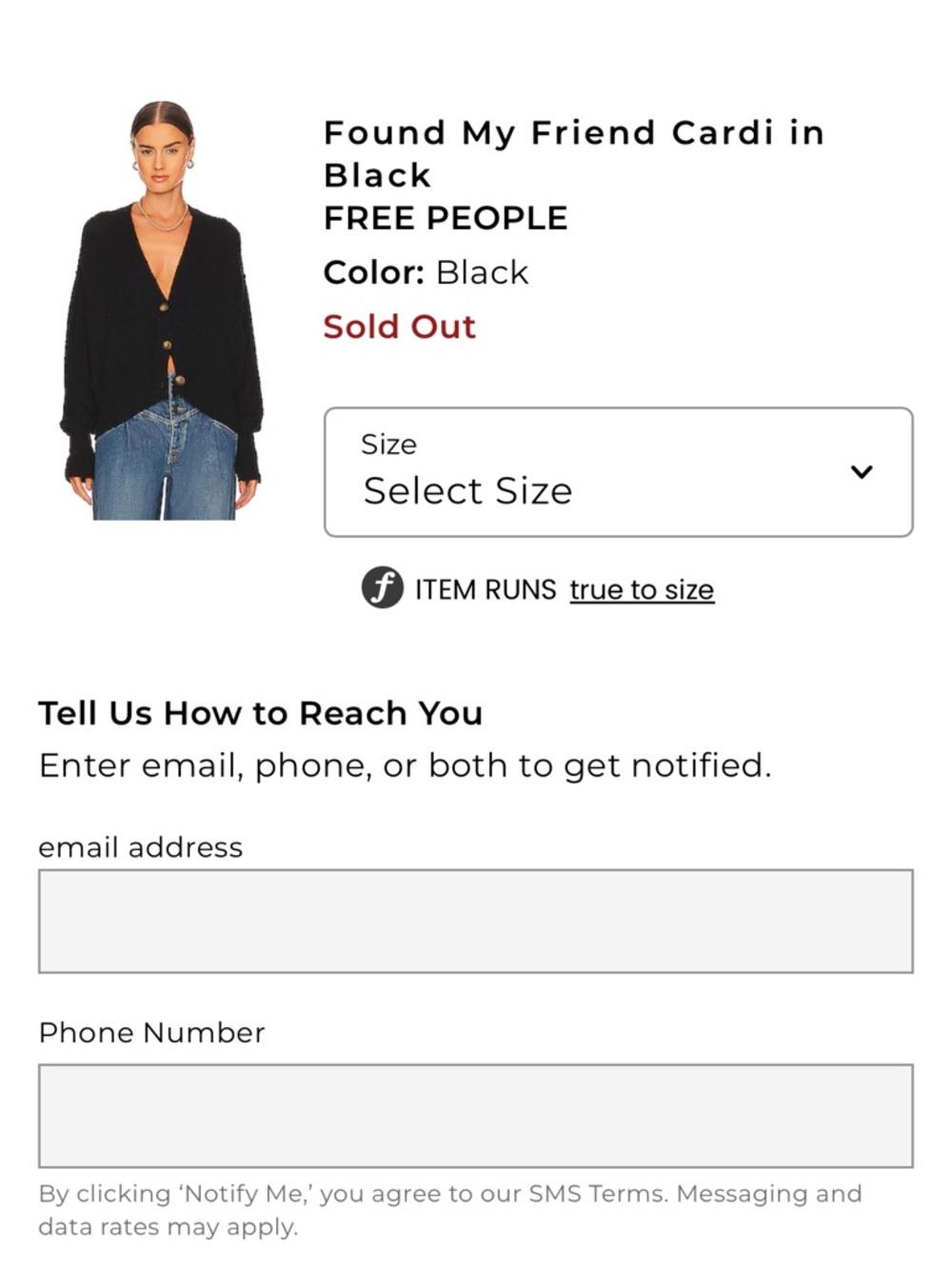 Free People Black Cropped Button-Up Cardigan - Picture 6 of 6